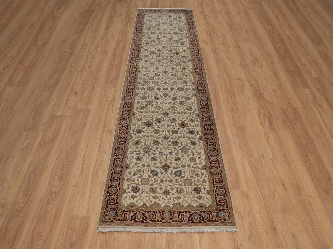 2'10" x 11'0" New Hand Knotted Ivory Wool Runner Oriental Rug - MOA10292348