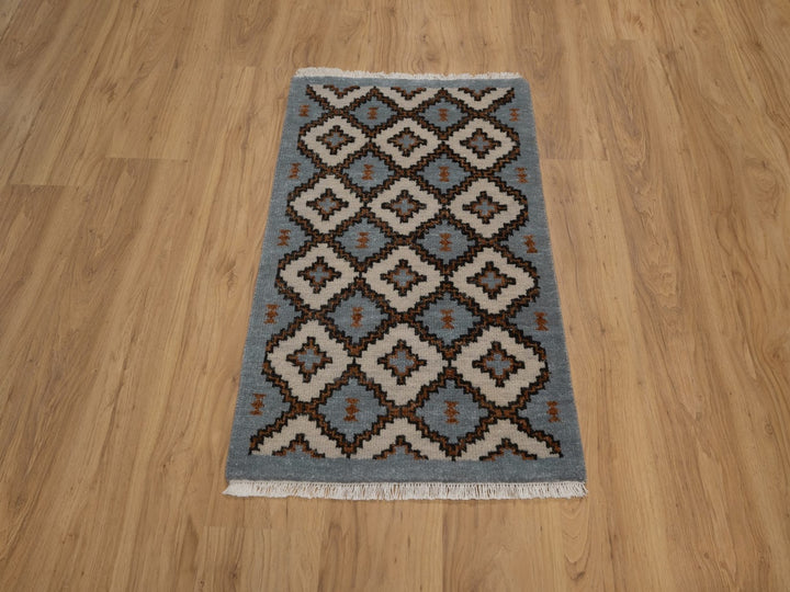 2'0" x 3'1" New Hand Knotted Grey Wool Rectangle Oriental Rug - MOA10292350