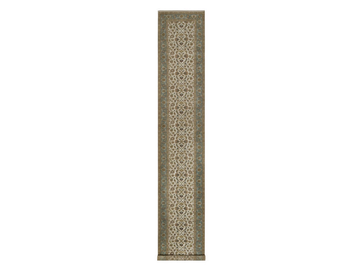 3'1" x 18'0" New Hand Knotted Ivory Wool Runner Oriental Rug - MOA10292351