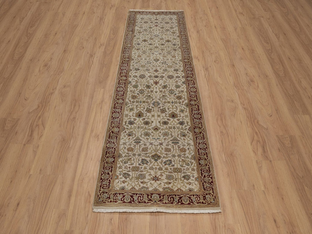 2'9" x 9'7" New Hand Knotted Ivory Wool Runner Oriental Rug - MOA10292354