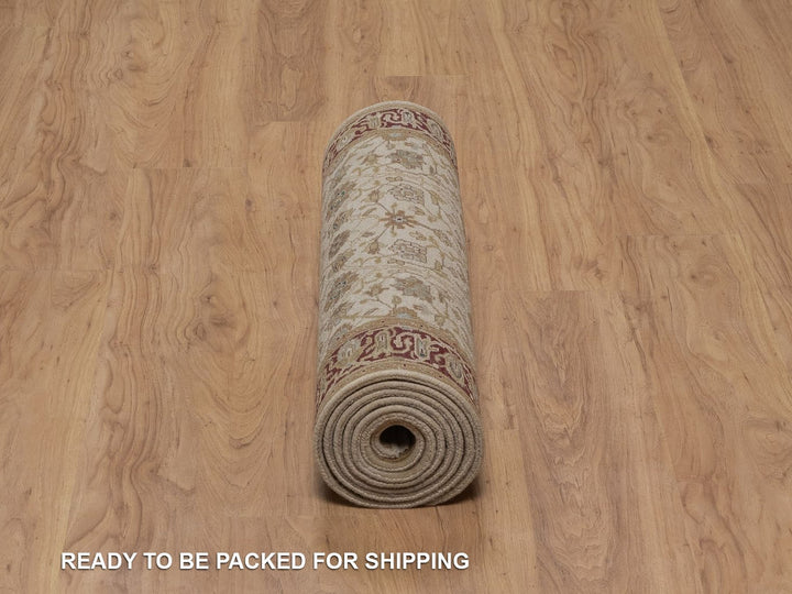 2'9" x 9'7" New Hand Knotted Ivory Wool Runner Oriental Rug - MOA10292354