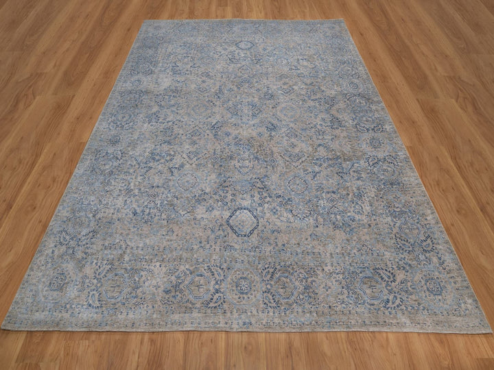 8'0" x 10'2" New Hand Knotted Grey Silk Rectangle Oriental Rug - MOA10292355