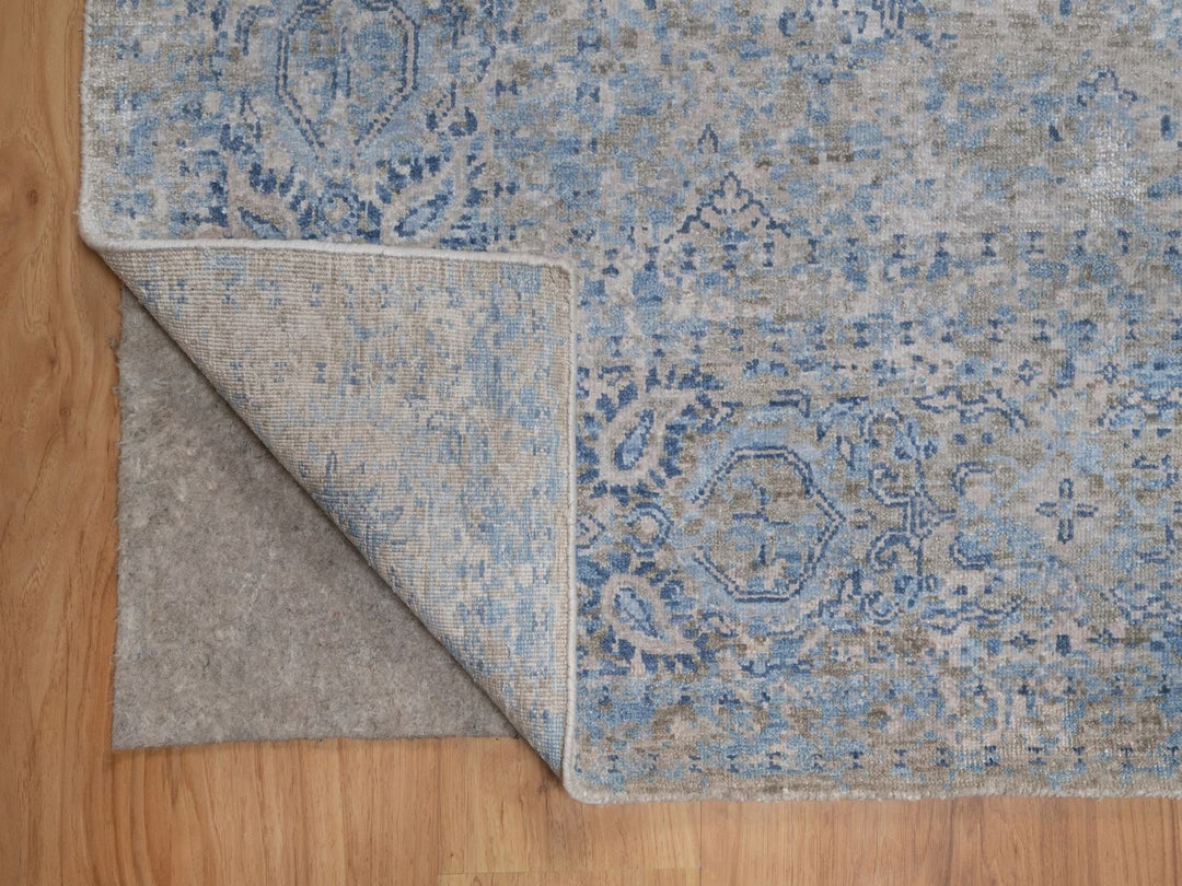 8'0" x 10'2" New Hand Knotted Grey Silk Rectangle Oriental Rug - MOA10292355