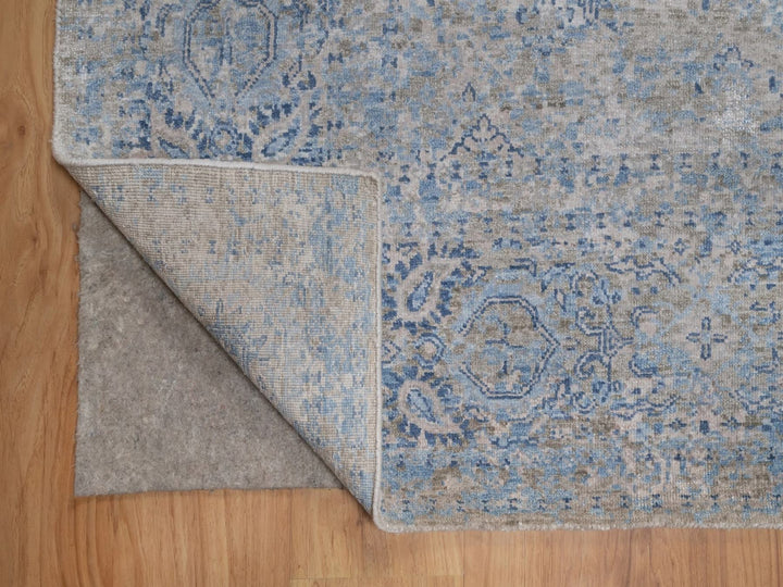 8'0" x 10'2" New Hand Knotted Grey Silk Rectangle Oriental Rug - MOA10292355