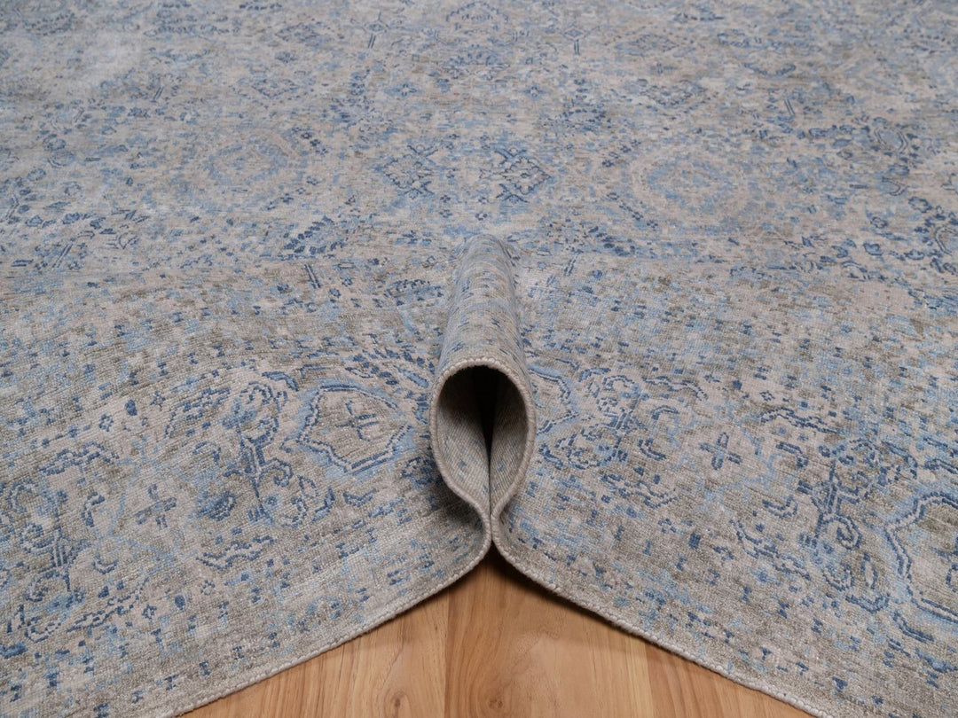 8'0" x 10'2" New Hand Knotted Grey Wool Rectangle Oriental Rug - MOA10292355