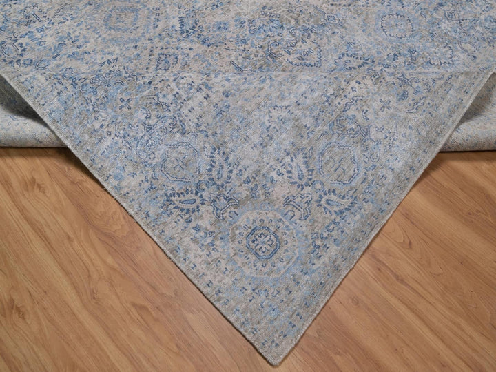 8'0" x 10'2" New Hand Knotted Grey Silk Rectangle Oriental Rug - MOA10292355