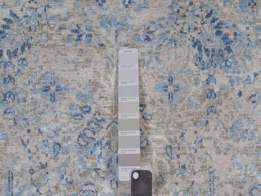 8'0" x 10'2" New Hand Knotted Grey Wool Rectangle Oriental Rug - MOA10292355