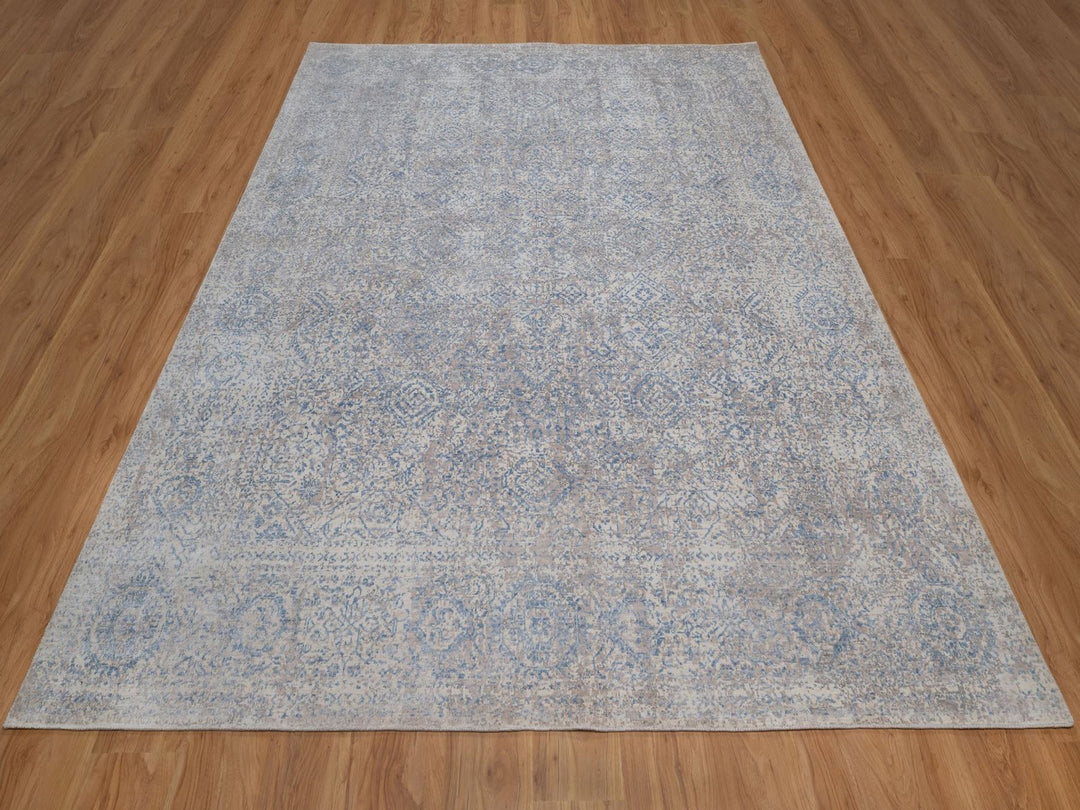 8'0" x 10'0" New Hand Knotted Grey Wool Rectangle Oriental Rug - MOA10292356