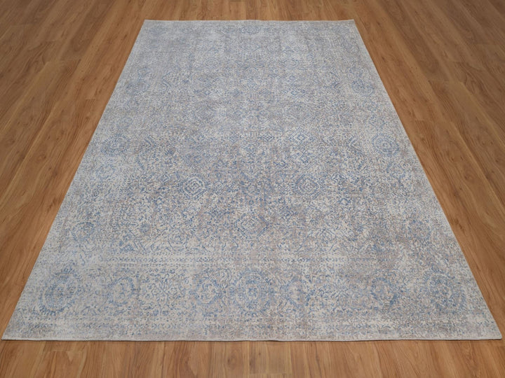 8'0" x 10'0" New Hand Knotted Grey Wool Rectangle Oriental Rug - MOA10292356