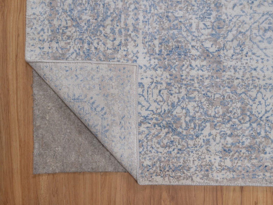 8'0" x 10'0" New Hand Knotted Grey Wool Rectangle Oriental Rug - MOA10292356