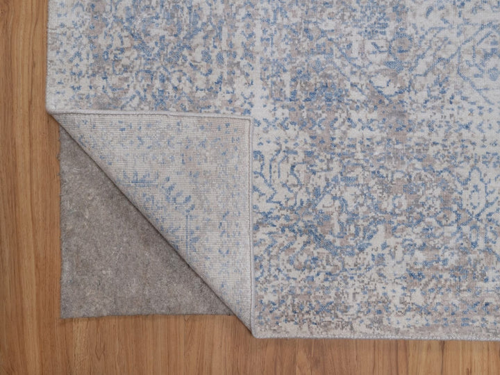 8'0" x 10'0" New Hand Knotted Grey Wool Rectangle Oriental Rug - MOA10292356