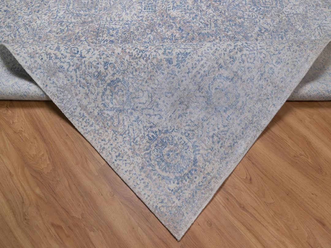 8'0" x 10'0" New Hand Knotted Grey Wool Rectangle Oriental Rug - MOA10292356