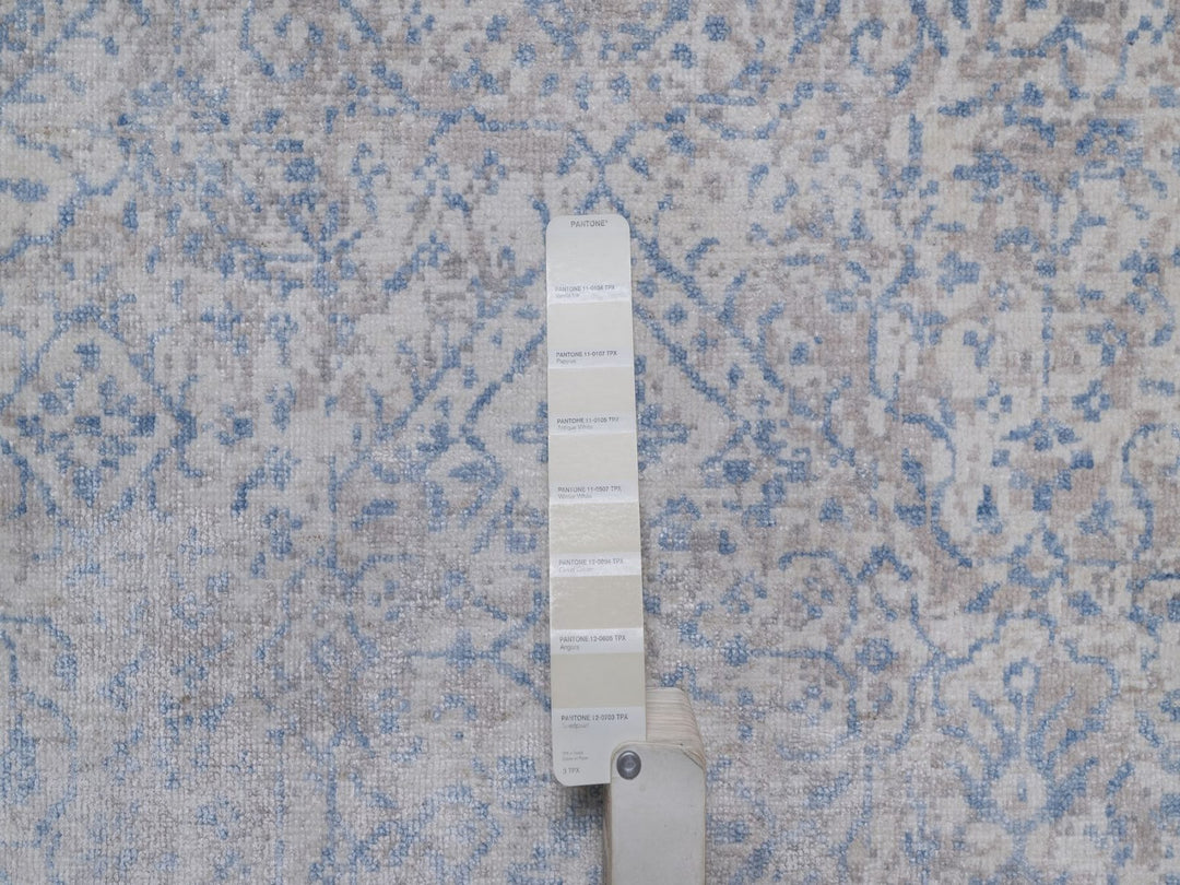 8'0" x 10'0" New Hand Knotted Grey Wool Rectangle Oriental Rug - MOA10292356