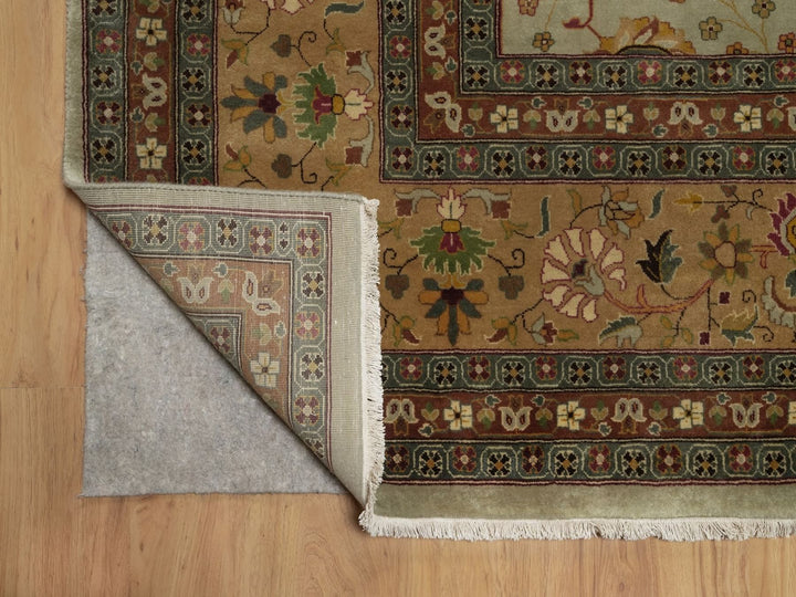 8'11" x 12'1" New Hand Knotted Green Wool Rectangle Oriental Rug - MOA10292357