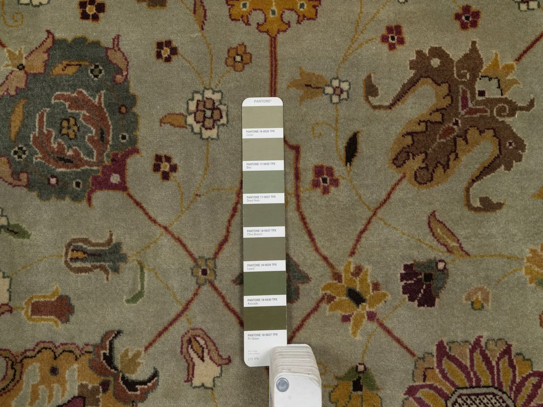 8'11" x 12'1" New Hand Knotted Green Wool Rectangle Oriental Rug - MOA10292357