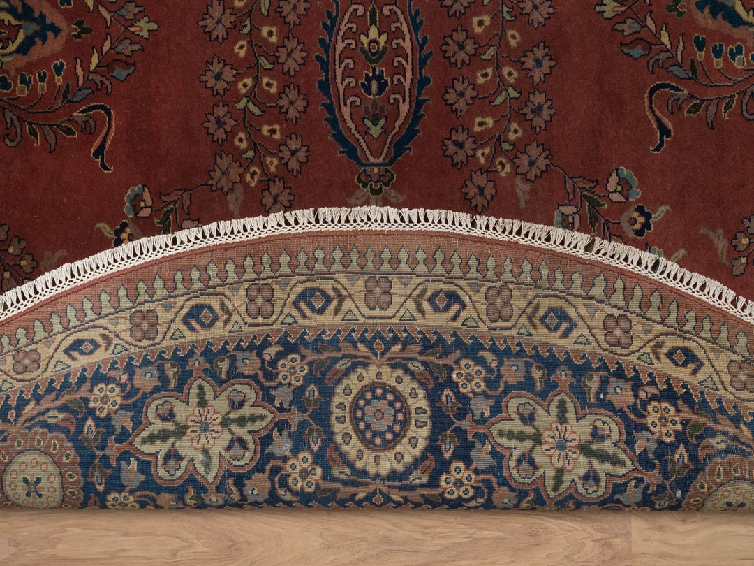 9'0" x 9'0" New Hand Knotted Red Wool Round Oriental Rug - MOA10292358