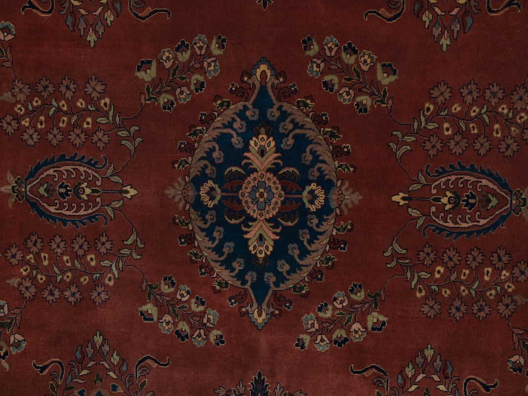 9'0" x 9'0" New Hand Knotted Red Wool Round Oriental Rug - MOA10292358