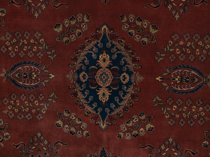 9'0" x 9'0" New Hand Knotted Red Wool Round Oriental Rug - MOA10292358