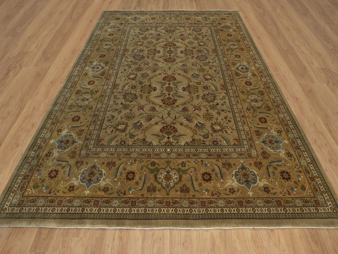 9'1" x 11'10" New Hand Knotted Brown Wool Rectangle Oriental Rug - MOA10292359
