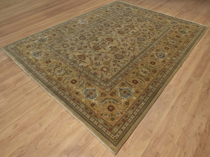 9'1" x 11'10" New Hand Knotted Brown Wool Rectangle Oriental Rug - MOA10292359