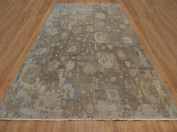 9'5" x 13'11" New Hand Knotted Brown Wool Rectangle Oriental Rug - MOA10292360