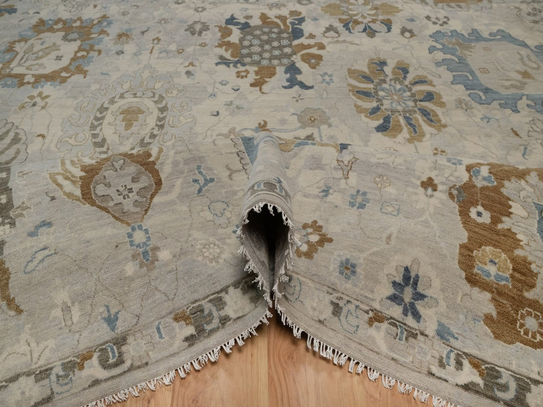 10'0" x 13'11" New Hand Knotted Ivory Wool Rectangle Oriental Rug - MOA10292361