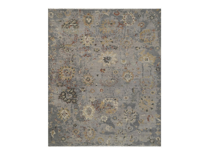 8'1" x 9'9" New Hand Knotted Grey Wool Rectangle Oriental Rug - MOA10292362