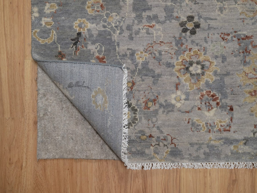 8'1" x 9'9" New Hand Knotted Grey Wool Rectangle Oriental Rug - MOA10292362