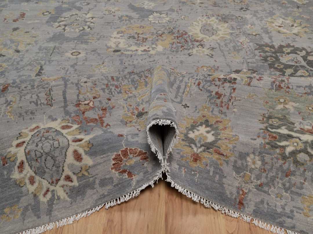 8'1" x 9'9" New Hand Knotted Grey Wool Rectangle Oriental Rug - MOA10292362