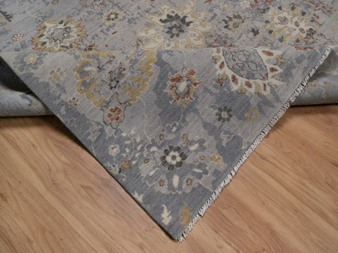 8'1" x 9'9" New Hand Knotted Grey Wool Rectangle Oriental Rug - MOA10292362