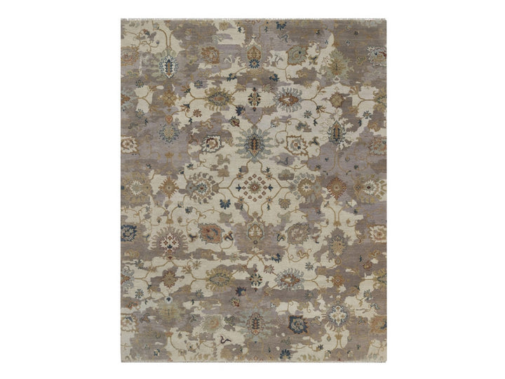 7'10" x 10'1" New Hand Knotted Ivory Wool Rectangle Oriental Rug - MOA10292363