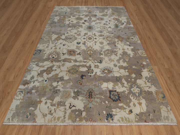 7'10" x 10'1" New Hand Knotted Ivory Wool Rectangle Oriental Rug - MOA10292363