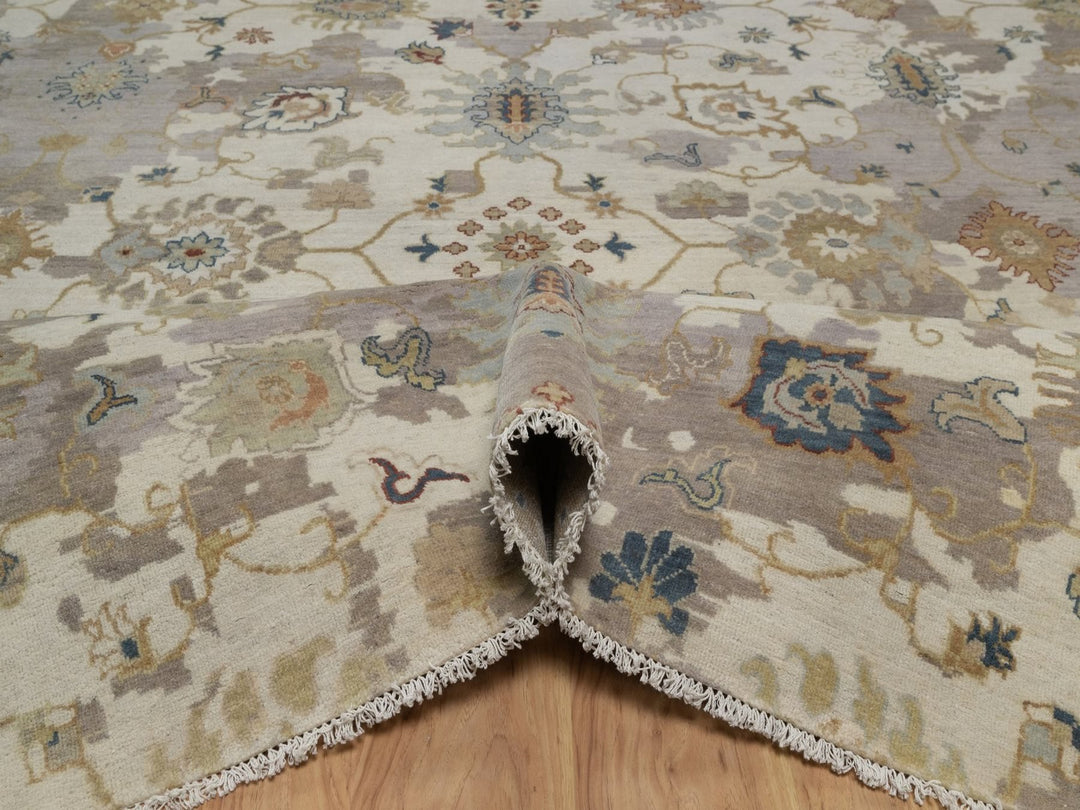 7'10" x 10'1" New Hand Knotted Ivory Wool Rectangle Oriental Rug - MOA10292363