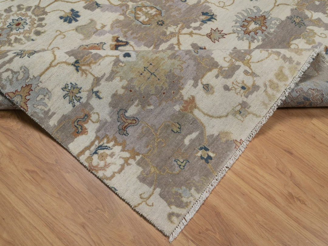 7'10" x 10'1" New Hand Knotted Ivory Wool Rectangle Oriental Rug - MOA10292363