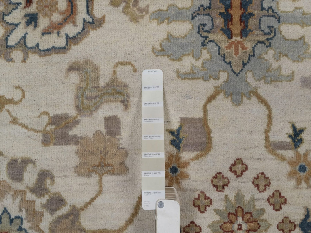 7'10" x 10'1" New Hand Knotted Ivory Wool Rectangle Oriental Rug - MOA10292363