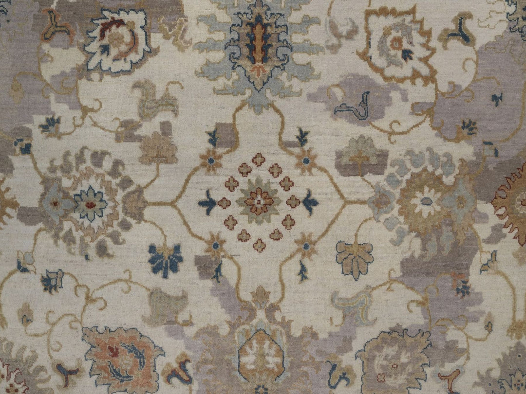 7'10" x 10'1" New Hand Knotted Ivory Wool Rectangle Oriental Rug - MOA10292363