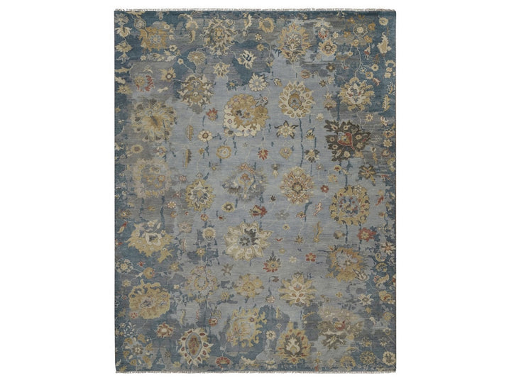 7'11" x 10'2" New Hand Knotted Grey Wool Rectangle Oriental Rug - MOA10292364