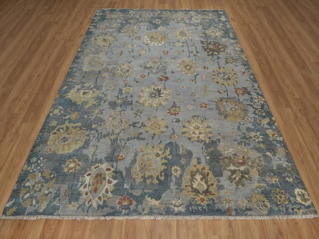 7'11" x 10'2" New Hand Knotted Grey Wool Rectangle Oriental Rug - MOA10292364