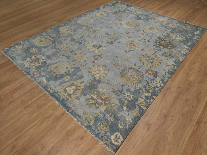 7'11" x 10'2" New Hand Knotted Grey Wool Rectangle Oriental Rug - MOA10292364