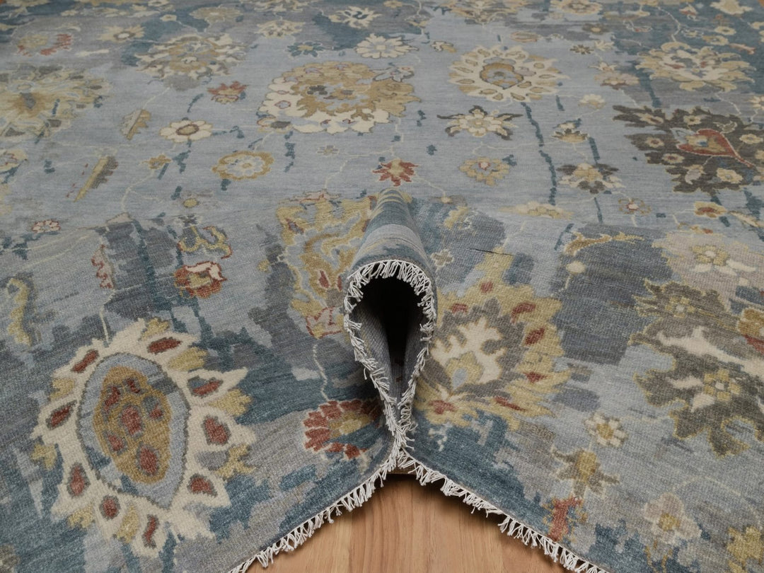 7'11" x 10'2" New Hand Knotted Grey Wool Rectangle Oriental Rug - MOA10292364