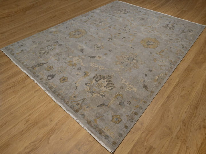 8'10" x 11'10" New Hand Knotted Grey Wool Rectangle Oriental Rug - MOA10292365