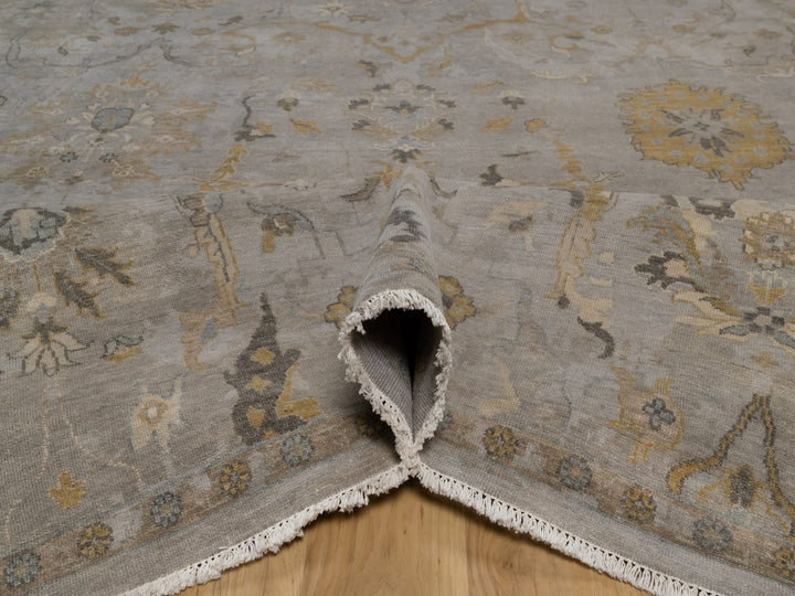 8'10" x 11'10" New Hand Knotted Grey Wool Rectangle Oriental Rug - MOA10292365