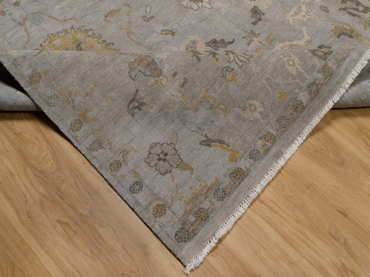 8'10" x 11'10" New Hand Knotted Grey Wool Rectangle Oriental Rug - MOA10292365