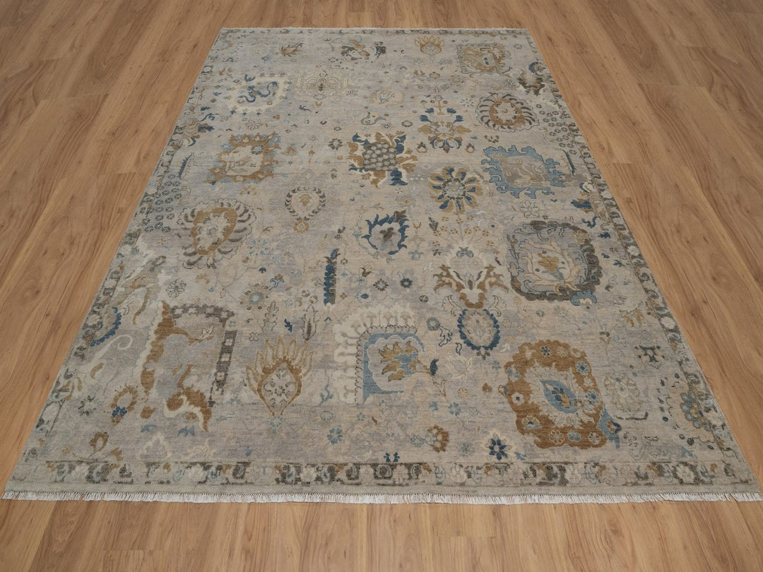 7'11" x 10'0" New Hand Knotted Ivory Wool Rectangle Oriental Rug - MOA10292366