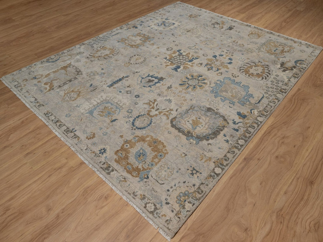 7'11" x 10'0" New Hand Knotted Ivory Wool Rectangle Oriental Rug - MOA10292366