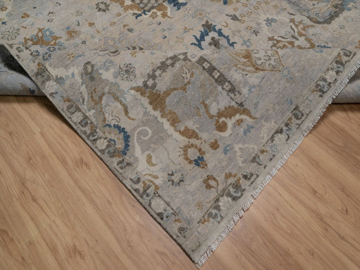 7'11" x 10'0" New Hand Knotted Ivory Wool Rectangle Oriental Rug - MOA10292366