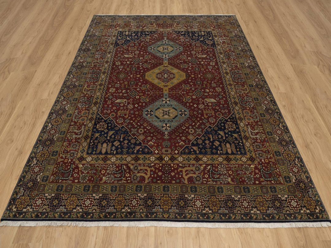 7'11" x 9'6" New Hand Knotted Red Wool Rectangle Oriental Rug - MOA10292367