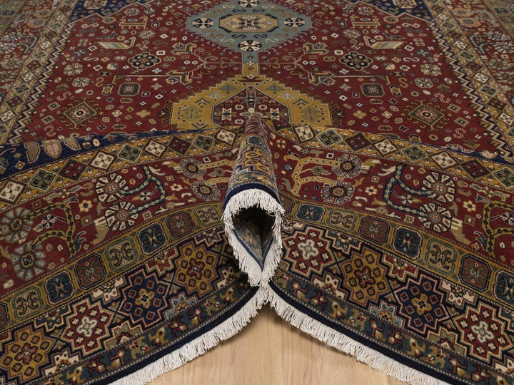 7'11" x 9'6" New Hand Knotted Red Wool Rectangle Oriental Rug - MOA10292367