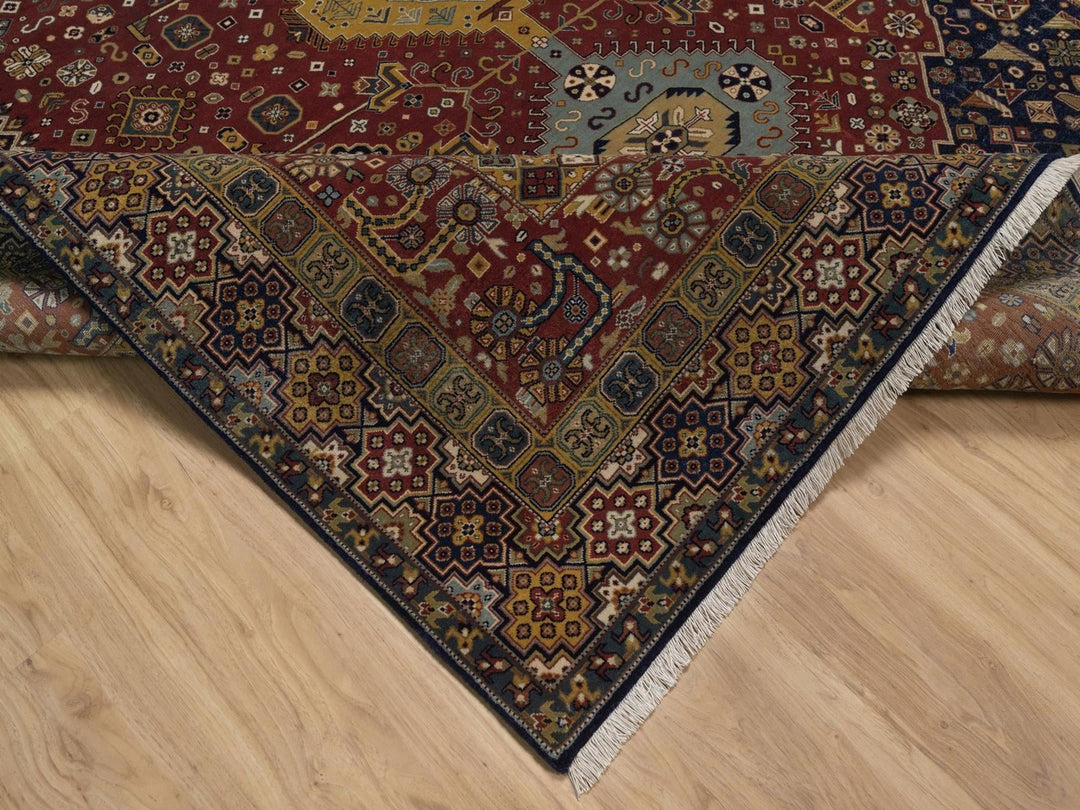 7'11" x 9'6" New Hand Knotted Red Wool Rectangle Oriental Rug - MOA10292367