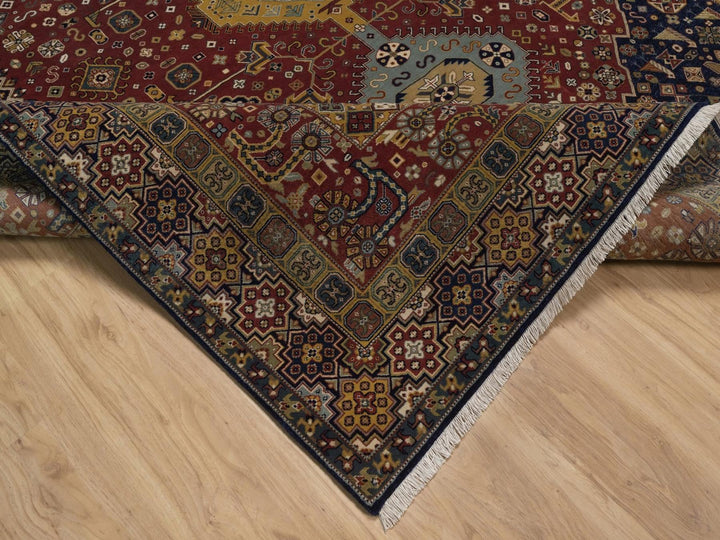 7'11" x 9'6" New Hand Knotted Red Wool Rectangle Oriental Rug - MOA10292367